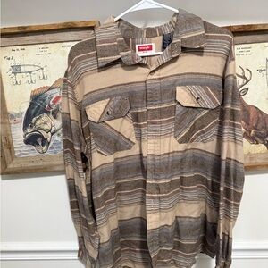 Wrangler Beige and Brown Striped Shirt
